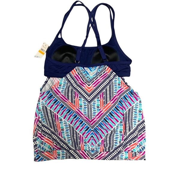 NWT $86 Jag Swim Cross Back Tankini Top Small Swimsuit Athletic Built in Bra - Picture 4 of 11
